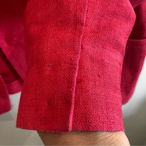 VANESSA STEVENS Sz 14 100% Silk  Lined Shoulder Pads Pockets Slit Blazer Jacket - Picture 5 of 7